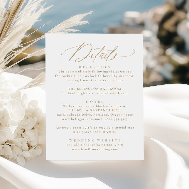Modern Elegant Gold Calligraphy Wedding Details Enclosure Card (Creator Uploaded)