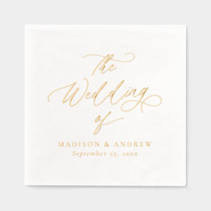 Modern Elegant Gold Calligraphy Wedding Foil Napkins