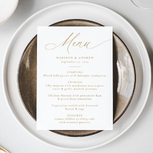 Modern Elegant Gold Calligraphy Wedding Menu