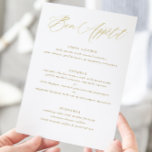 Modern Elegant Gold Calligraphy Wedding Menu<br><div class="desc">Modern and Elegant Gold Wedding Menu: This romantic wedding menu features elegant calligraphy and simple lines.</div>