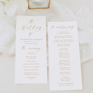 Modern Elegant Gold Calligraphy Wedding Programme