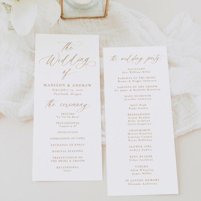 Modern Elegant Gold Calligraphy Wedding Programme (Creator Uploaded)