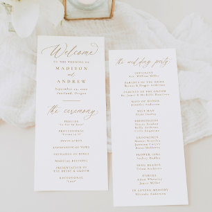 Modern Elegant Gold Calligraphy Wedding Programme