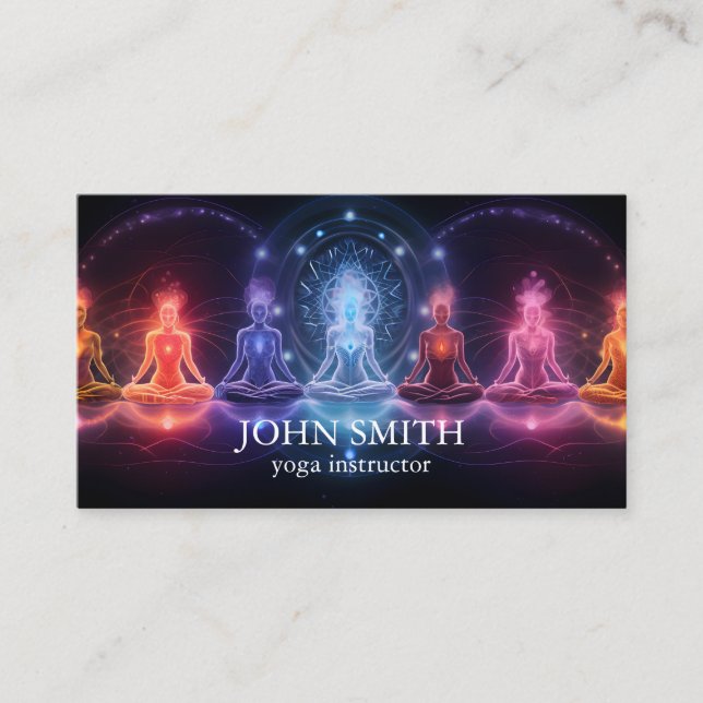 Modern Elegant Gold Chakra Spiritual Energy Yoga  Business Card (Front)