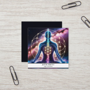 Modern Elegant Gold Chakra Spiritual Energy Yoga  Square Business Card
