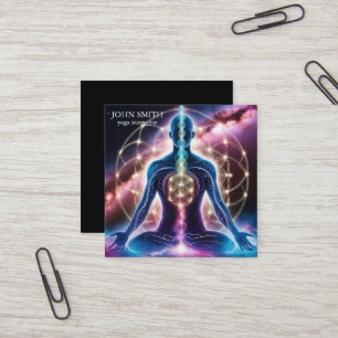 Modern Elegant Gold Chakra Spiritual Energy Yoga  Square Business Card
