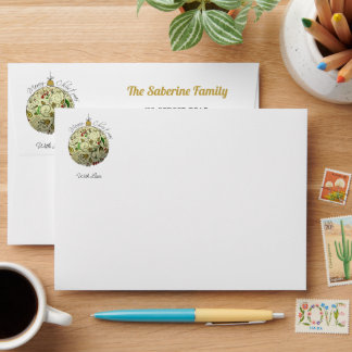 Modern Elegant Gold Christmas Doodle Ornament  Envelope