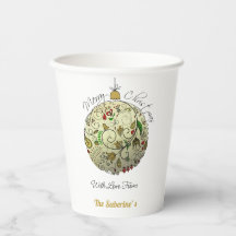 Modern Elegant Gold Christmas Doodle Ornament 