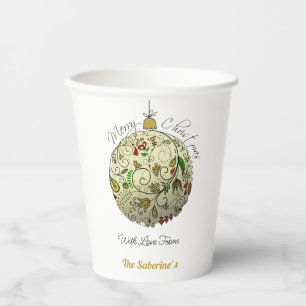 Modern Elegant Gold Christmas Doodle Ornament  Paper Cups