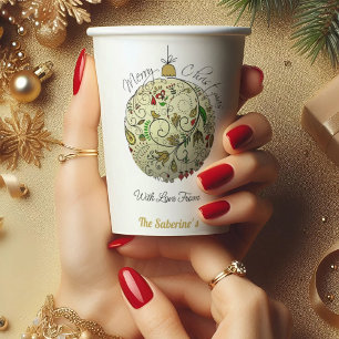 Modern Elegant Gold Christmas Doodle Ornament  Paper Cups