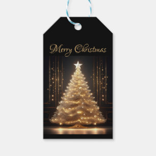 Modern Elegant Gold Christmas Tree Gift Tags