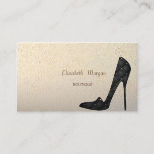 Modern Elegant Gold Confetti, High Heels Business Card