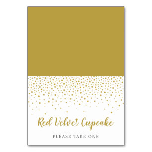 Modern Elegant Gold Confetti Wedding Buffet Label Table Number