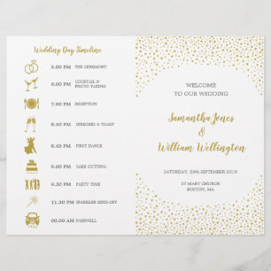 Modern Elegant Gold Confetti Wedding Program