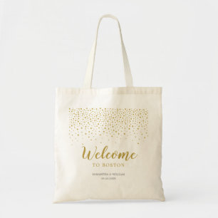 Modern Elegant Gold Confetti Wedding Welcome Tote