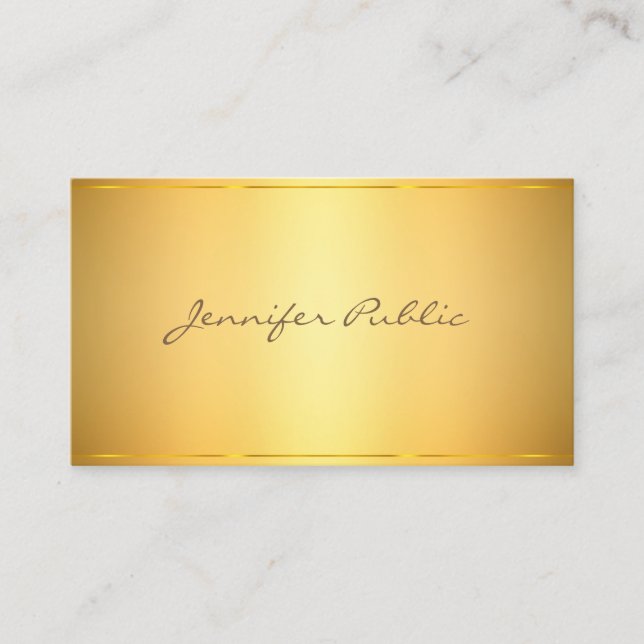 Modern Elegant Gold Design Script Classy Template Business Card (Front)