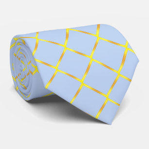 Modern Elegant Gold Diamond Pattern on Light Blue Tie