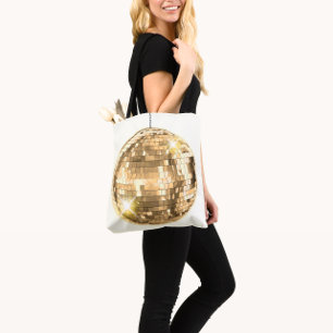 Modern Elegant Gold Disco Ball, Girly Retro Tote Bag