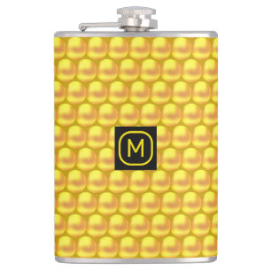 Modern Elegant Gold Dots & Monogram Hip Flask
