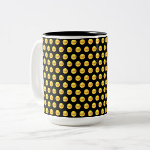 Modern Elegant Gold Dots on Black Two-Tone Coffee Mug