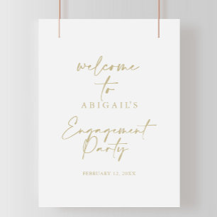 Modern Elegant Gold Engagement Party Welcome Poster