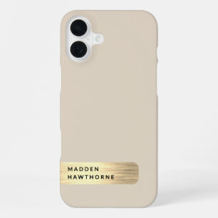 Modern Elegant Gold Faux Brushed Metal Chic iPhone 16 Plus Case