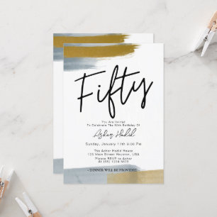 Modern Elegant Gold FIFTY 50th Birthday Party Invitation