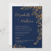 Modern Elegant Gold Floral Navy Blue Quote 