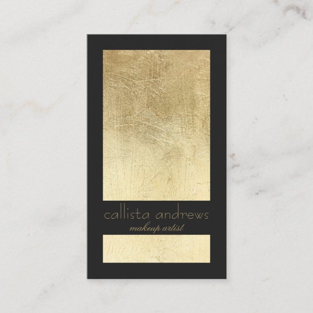 Modern Elegant Gold Foil Black Colour Block Business Card (Front)