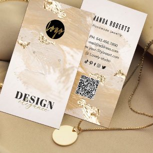 Modern Elegant Gold Foil Earring Display Business Card