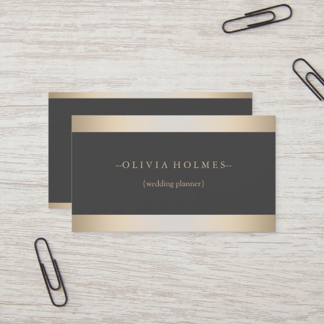 Modern Elegant Gold Foil Metal Professional Business Card (Front/Back In Situ)