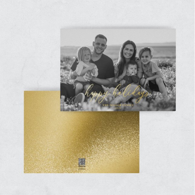 Modern Elegant Gold Foil Photo Happy Holidays Card (Creator Uploaded)
