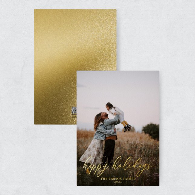 Modern Elegant Gold Foil Photo Happy Holidays Card (Creator Uploaded)