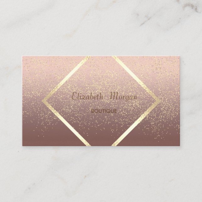 Modern Elegant  ,Gold Frame,Confetti Business Card (Front)