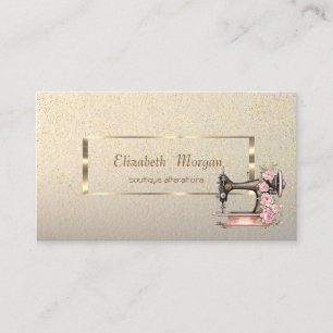 Modern Elegant Gold Frame,Confetti Sewing Machine Business Card