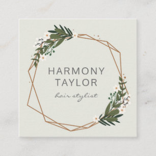 Modern Elegant Gold Geometric Boho Square Business Card