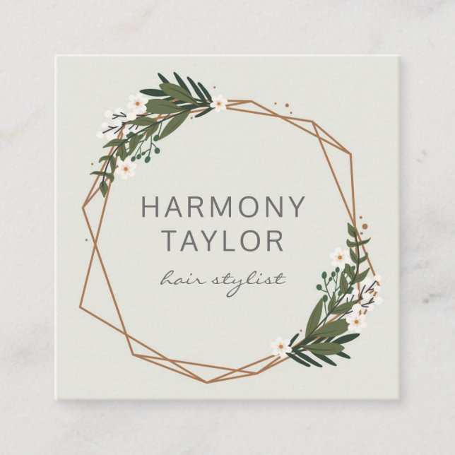 Modern Elegant Gold Geometric Boho Square Business Card (Front)