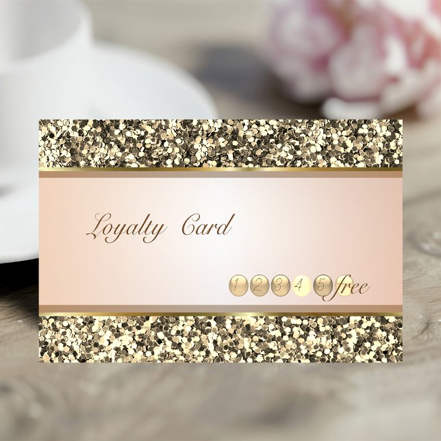 Modern Elegant,Gold Glitter Striped Loyalty Card (Creator Uploaded)