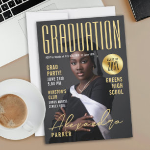 Modern Elegant Gold Graduation Class Of Photo Invitation