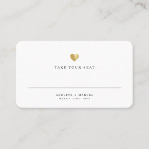 Modern Elegant Gold Heart Wedding Table Place Card