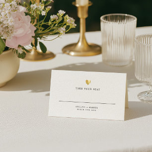 Modern Elegant Gold Heart Wedding Table Place Card