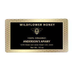 Modern elegant gold honey bee honey jar