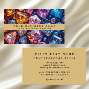 Modern Elegant Gold Jeweller Jewels Business Card
