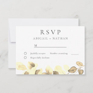 Modern Elegant Gold Leaf Wedding RSVP Card