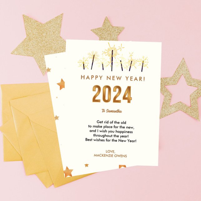 Modern & Elegant Gold Let's Celebrate New Year Holiday Card (Creator Uploaded)