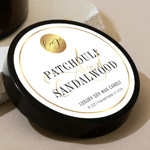 Modern Elegant Gold Logo Candles Packaging Classic Round Sticker
