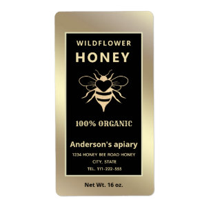 Modern elegant gold logo honeybee honey jar