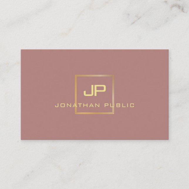 Modern Elegant Gold Look Monogram Professional Business Card (Front)