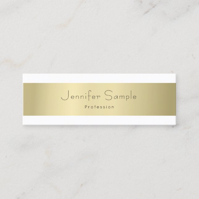 Modern Elegant Gold Look Simple Plain Professional Mini Business Card (Front)