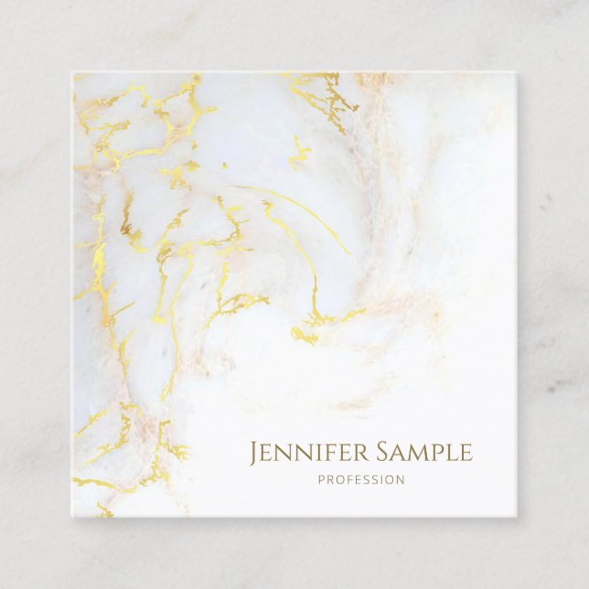 Modern Elegant Gold Marble Luxury Template Golden Square Business Card (Front)